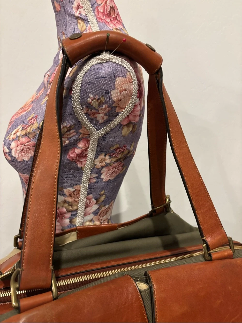 Trafalgar Olive Green and Brown Leather Trim Weekender duffle Bag